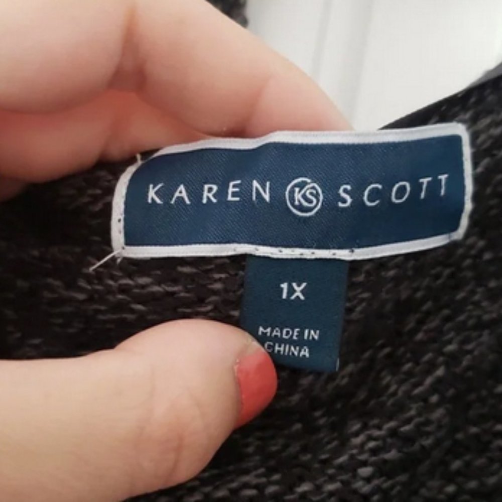 Karen Scott dark grey knit sweater - Picture 2 of 3